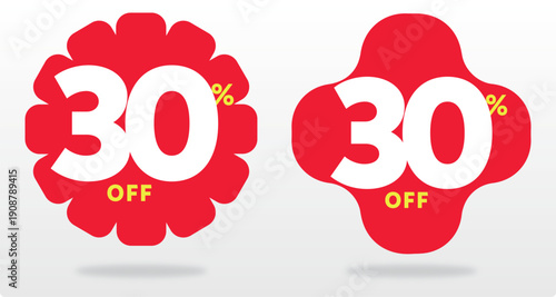 30% off, sale, discount, tag, sign, offer, promo, sticker, good, cheap, buy, retail, wholesale, company, percent, banner. Template, price, value, store, icon, vector