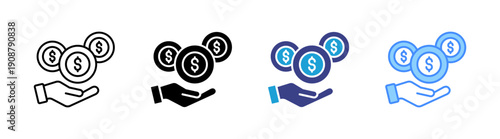 Wage icon set multiple style collection