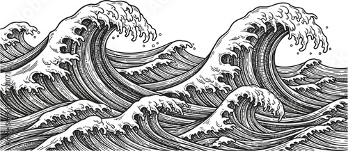 Large Ocean Waves in Black and White.