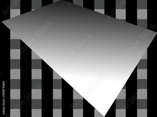 Illustration of a blank gray rectangle on a black and white checkered background. Hand-drawn checkered design for art and graphic design elements.