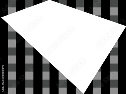 Illustration of a blank gray rectangle on a black and white checkered background. Hand-drawn checkered design for art and graphic design elements.