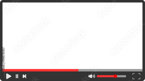 Multimedia video player with play pause fast forward volume and full screen buttons and clear background