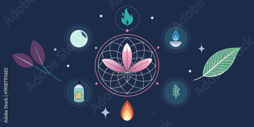 Zen Spiritual Symbols Collection in Sumi-e Ink Wash and Ethereal Mist