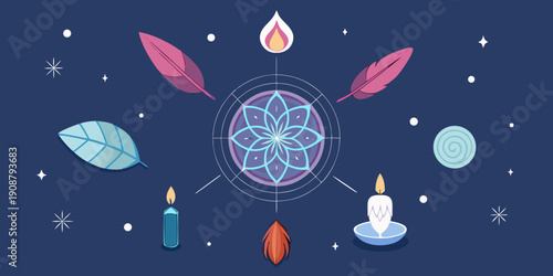 Zen Spiritual Symbols Collection in Sumi-e Ink Wash and Ethereal Mist