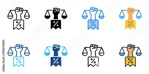 Taxpayer Rights icons set multiple style collection. Editable stroke 
