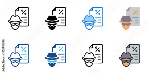 Tax Fraud icons set multiple style collection. Editable stroke 
