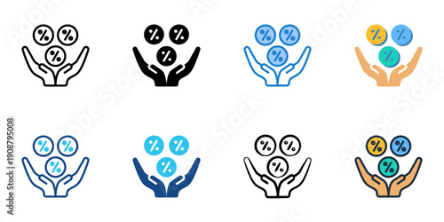 Tax Collection icons set multiple style collection. Editable stroke 
