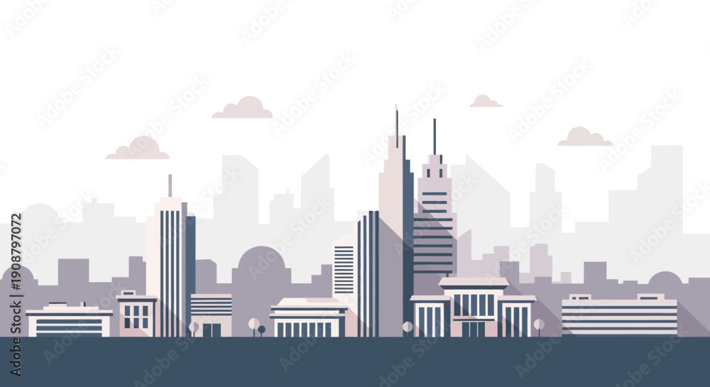 Obraz premium Modern City Skyline with Skyscrapers and Urban Landscape.