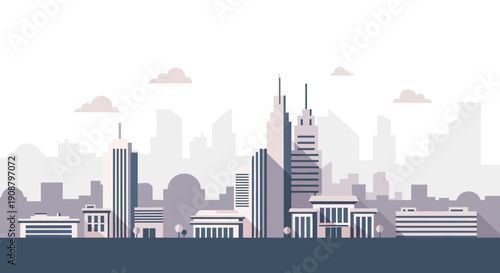 Modern City Skyline with Skyscrapers and Urban Landscape.