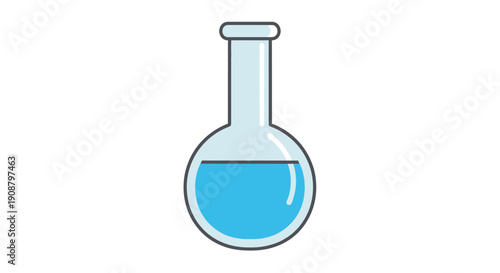 Laboratory Flask with Blue Liquid Illustration.