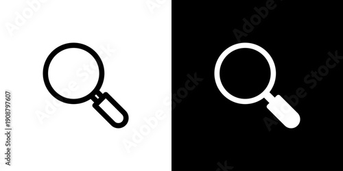 Search icon concept with flat Black White Background. Vector illustration.