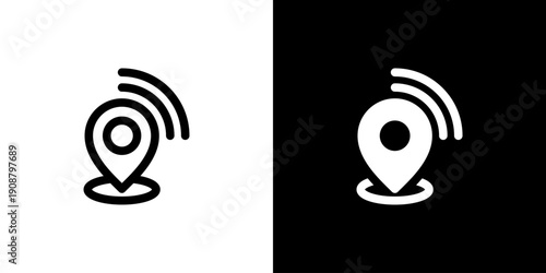Navigation icon concept with flat Black White Background. Vector illustration.