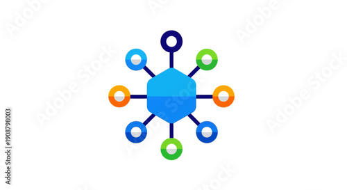 Central blue node connected to surrounding colored circles.
