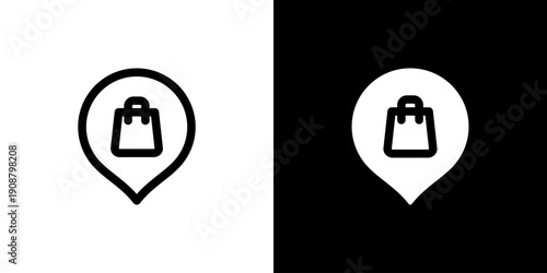 Shopping Centre icon concept with flat Black White Background. Vector illustration.