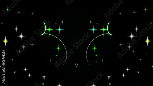 Wallpaper Mural Glowing green astrology symbols against a starry night sky with sparkling lights and a black background. Torontodigital.ca