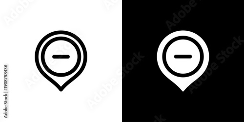Remove icon concept with flat Black White Background. Vector illustration.