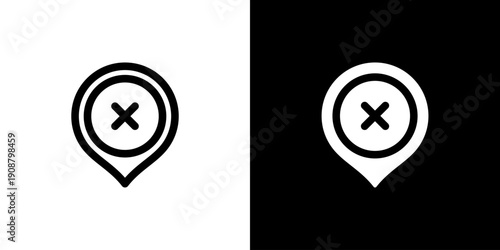 Wrong icon concept with flat Black White Background. Vector illustration.