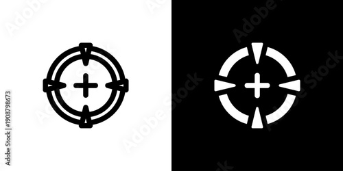 Target icon concept with flat Black White Background. Vector illustration.