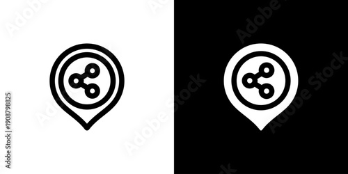 Share Location icon concept with flat Black White Background. Vector illustration.