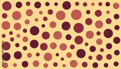 Abstract Pattern of Maroon and Brown Circles on Beige Background.