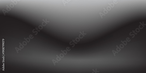 Black studio shelf background. Dark room scene surface. Limbo esthetic backdrop for poster, banner, display, mockup, presentation template, showcase, product design. Vector grey wallpaper