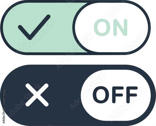 Modern Toggle Switch Design for User Interface with ON and OFF States