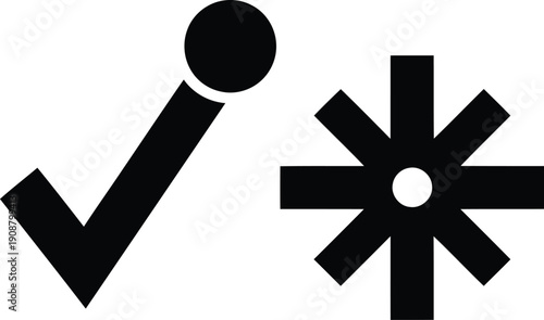 Modern Checkmark and Asterisk Icons for Web and Graphic Design