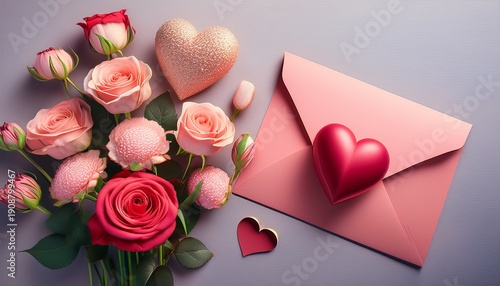 Card For Valentines Day With Flowers And Confession Of Loves