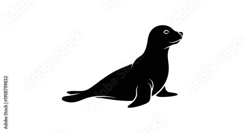 Black silhouette of a seal on a white background.