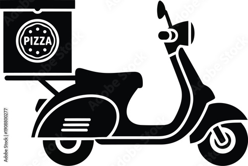 Stylish Pizza Delivery Scooter Icon for Food Delivery Service and Marketing