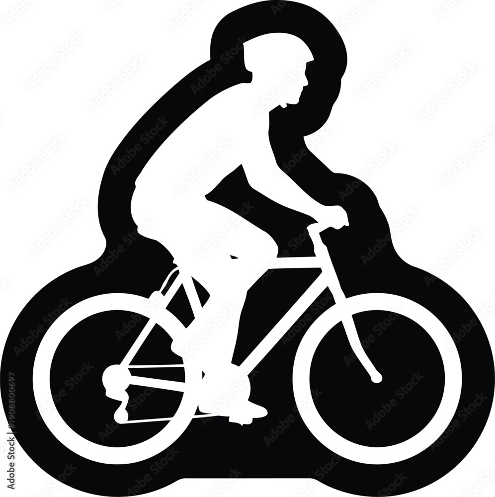 Obraz premium Stylish Silhouette of a Cyclist Riding a Bicycle for Fitness and Outdoor Activities