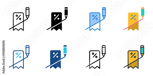 Tax Write Off icons set multiple style collection. Editable stroke 
