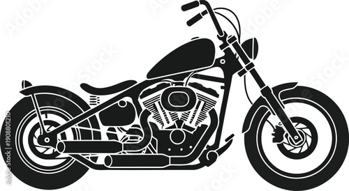 Stylish Black Motorcycle Silhouette Design for Custom Graphics and Merchandise