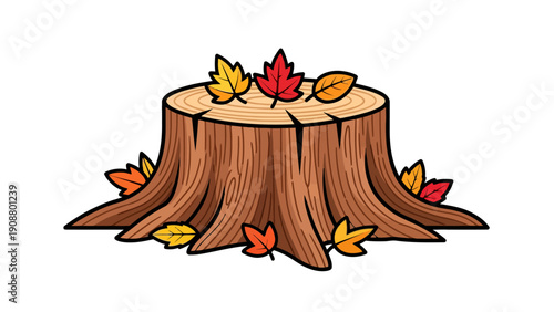 Tree Stump with Leaves.