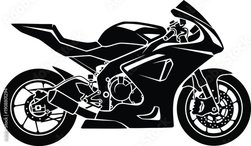 Sleek Black Sport Motorcycle Vector Illustration for Automotive Enthusiasts
