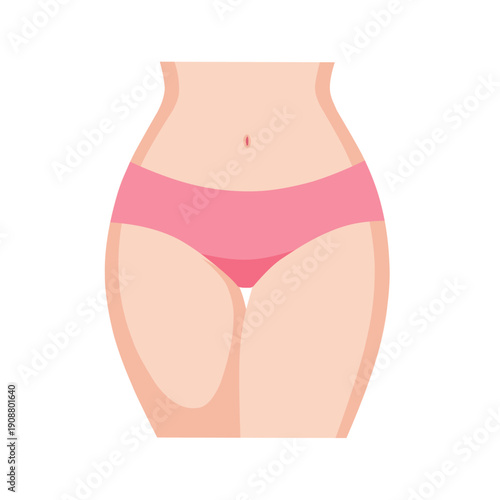 Voluptuous Woman Back View in Pink Panties – Body Positive Vector