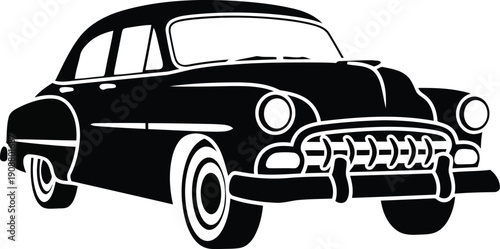 Vintage Black Car Illustration for Retro Design and Creative Projects