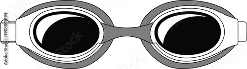 Swimming goggles front view, sports gear, eyewear design, fitness accessory, water protection, product illustration, technical sketch, swim equipment, athlete gear, training tool,