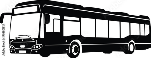 Stylish Black and White Bus Illustration for Urban Transportation Themes