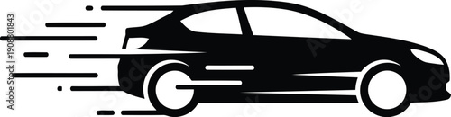 Dynamic Black Car Silhouette with Speed Motion for Automotive Design and Marketing