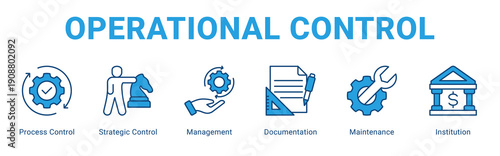 Operational Control web banner icon concept,  with Process Control, Strategic Control, Management, Documentation, Maintenance, Institu.