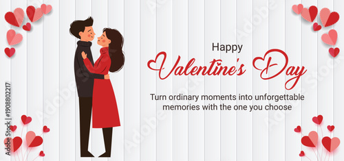 Happy valentines day greeting  banner post template