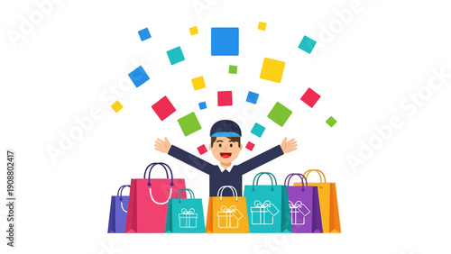 Man with shopping bags.