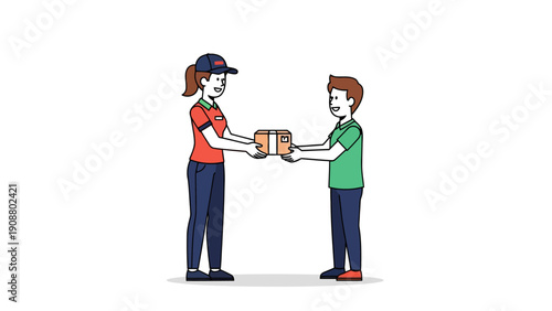 People exchanging a package.