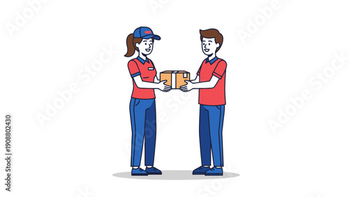 Two People Holding Package.