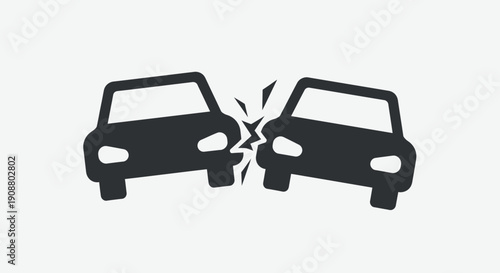 Car accident icon two vehicles colliding representing collision concept