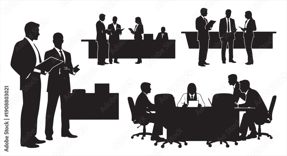 Fototapeta premium Business Professional Office Interaction – Corporate Teamwork, Leadership, and Career Development Concept
