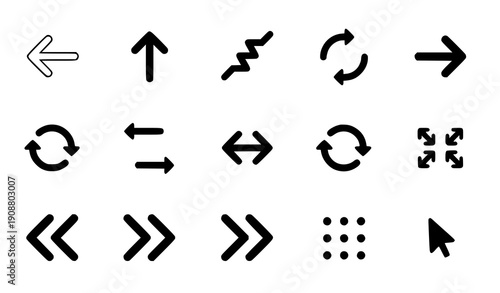  Minimal Black Arrow Icons Flat Silhouette Vector Pack