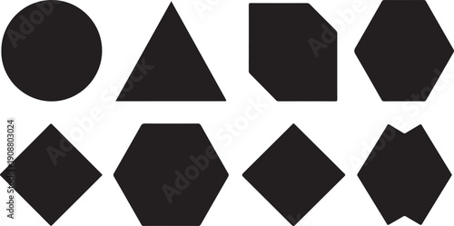 Minimalist geometric shapes in black on white background