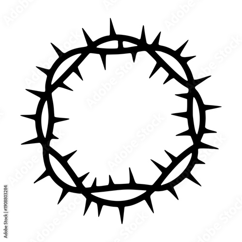 Crown of Thorns: A stark, powerful illustration of a crown of thorns, a potent symbol of sacrifice, faith, and spirituality. Its thorns, rendered with precision.